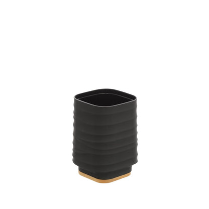 Portaspazzolino in plastica ABS e bamboo nero Alabama