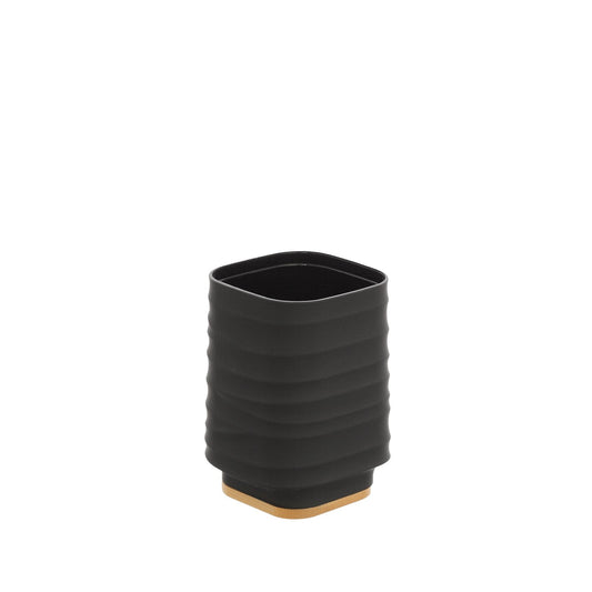 Portaspazzolino in plastica ABS e bamboo nero Alabama