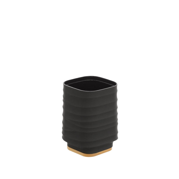 Portaspazzolino in plastica ABS e bamboo nero Alabama