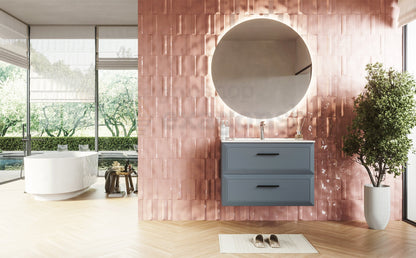 Mobile bagno sky blue 80x45 Praga due cassetti soft close con lavabo in ceramica