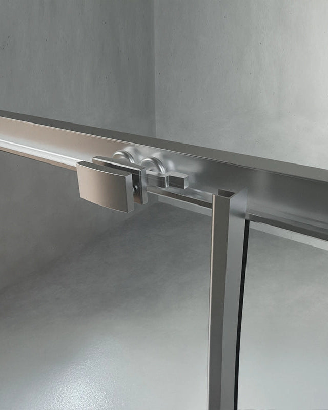 Box doccia 120x80 Rio un anta scorrevole vetro 6 mm installato in bagno moderno con ante in vetro temperato - Exagonshop