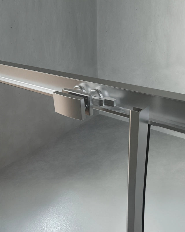 Box doccia 100x70 Rio un anta scorrevole vetro 6 mm installato in bagno moderno con ante in vetro temperato - Exagonshop
