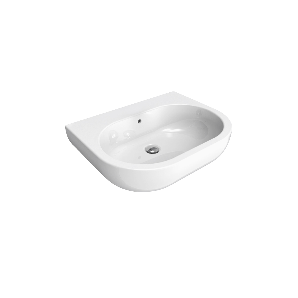 Flaminia QUICK Lavabo 62x48 da appoggio o sospeso con piano 00 Bianco in ceramica ambientato su piano bagno con accessori...