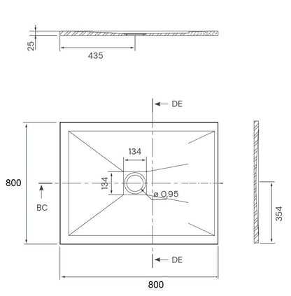 Desio Piatto Doccia 80x80  effetto pietra antibatterico in Solidstone Bianco