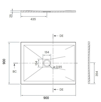 Desio Piatto Doccia 90x90 effetto pietra antibatterico in Solidstone Bianco