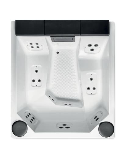 Treesse Quarz Light 212 Minipiscina 212x190 H.90 Idromassaggio Da Esterno Con Cromoterapia Riscaldamento Antigelo Copertura Termica E Rivestimento Grigio