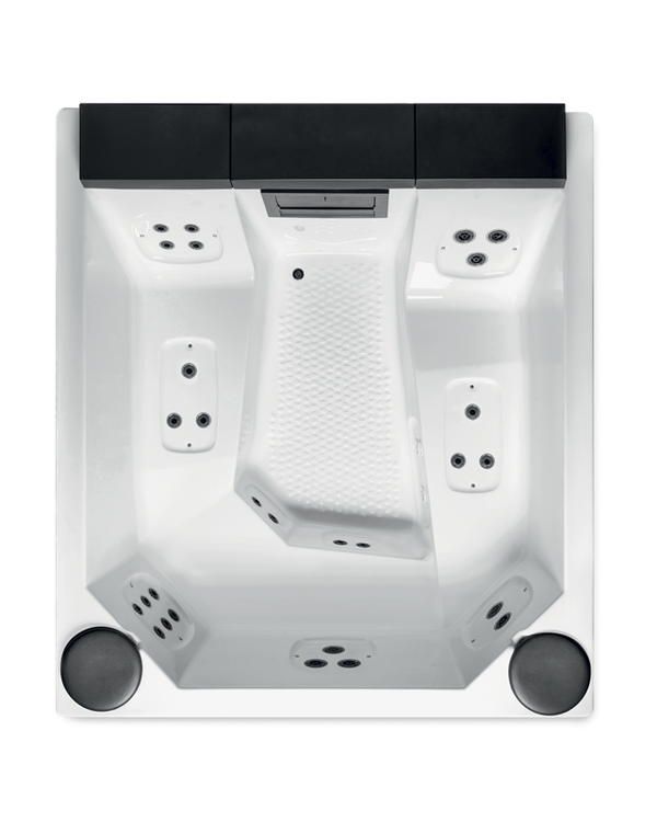 Treesse Quarz Light 212 Minipiscina 212x190 H.90 Idromassaggio Da Esterno Con Cromoterapia Riscaldamento Antigelo Copertura Termica E Rivestimento Grigio