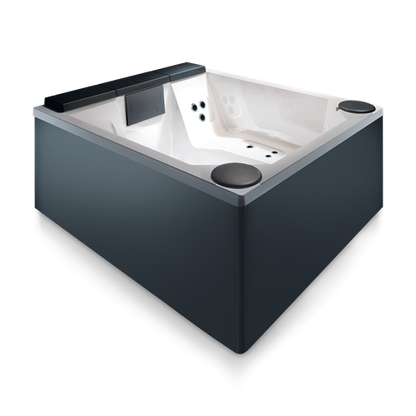 Treesse Quarz Light 212 Minipiscina 212x190 H.90 Idromassaggio Da Esterno Con Cromoterapia Riscaldamento Antigelo Copertura Termica E Rivestimento Grigio
