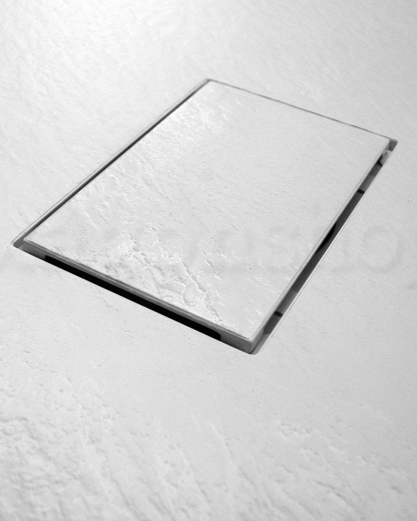 Quarzo piatto doccia 80x140 in smc effetto pietra ardesia bianco
