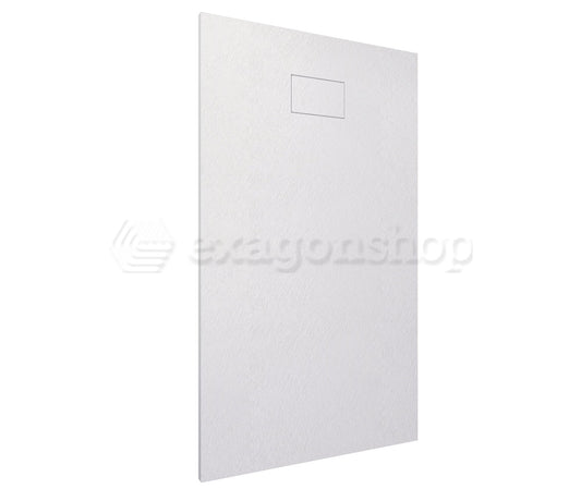 Quarzo piatto doccia 80x140 effetto pietra ardesia bianco in smc con piletta e copripiletta
