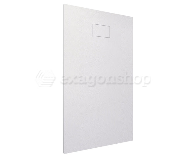 Quarzo piatto doccia 80x140 effetto pietra ardesia bianco in smc con piletta e copripiletta