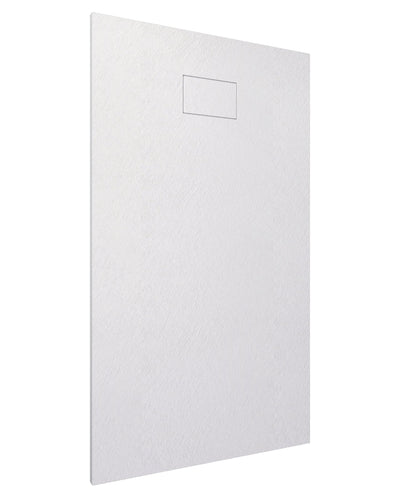 Quarzo piatto doccia 80x140 effetto pietra ardesia bianco in smc con piletta e copripiletta