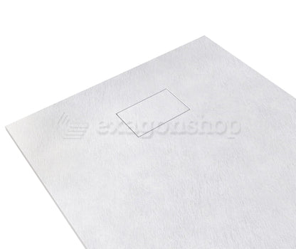 Quarzo piatto doccia 80x140 effetto pietra ardesia bianco in smc con piletta e copripiletta