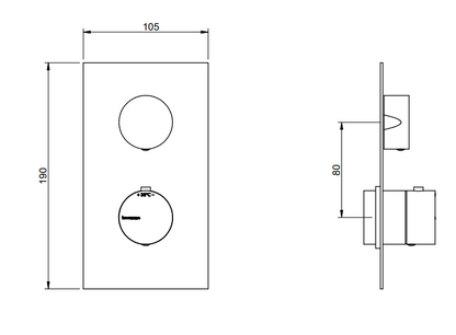 Treemme 22mm miscelatore doccia termostatico a muro 1 uscita senza parte incasso inox satinato