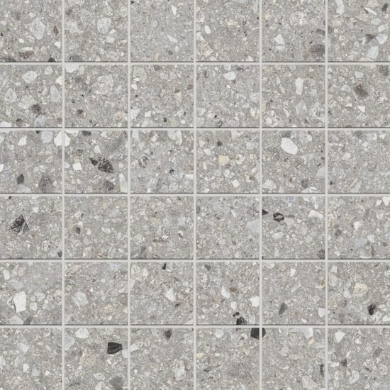 Pavimento rivestimento 30x30 in gres porcellanato 9,5mm Grey in rettificato, superficie e texture ravvicinata del gres
