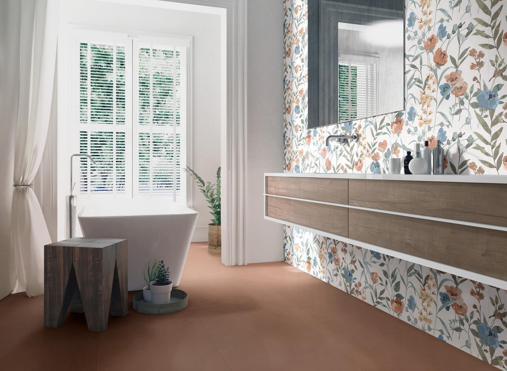 Ragno Decora pavimento rivestimento 60x120 sp. 8,5 in ambientazione completa, vista d'insieme della stanza
