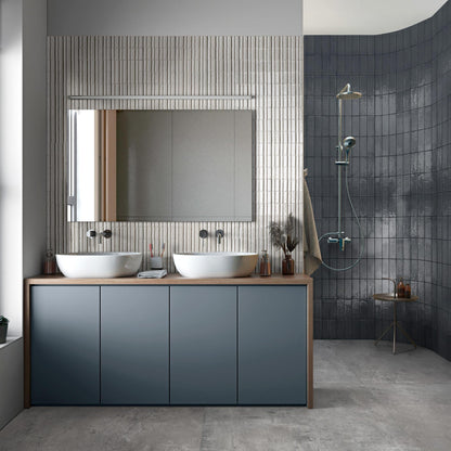 Ragno Glace pavimento rivestimento 7x20 spessore 9 mm in gres porcellanato blu notte glossy