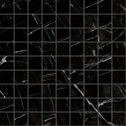 Pavimento rivestimento mosaico 30x30 in gres fine porcellanato 10mm sky black glossy Ragno Incanto