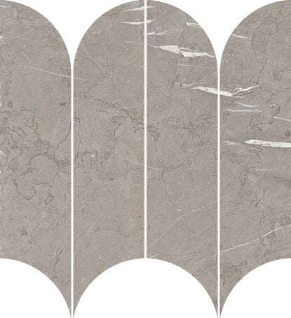 Pavimento rivestimento mosaico ventaglio 28.1x31 in gres fine porcellanato 10mm taupe Ragno Incanto