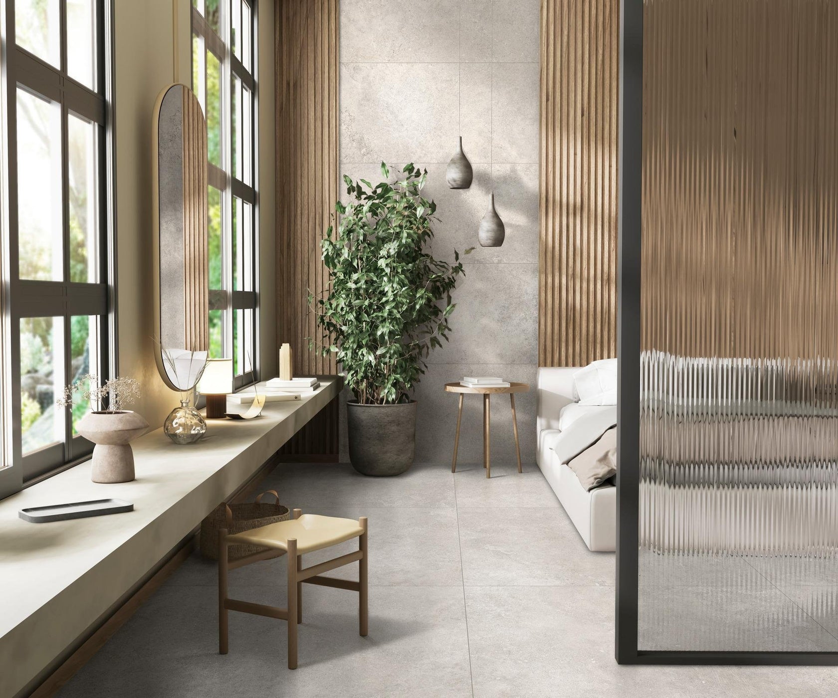 Ragno Kalkstone pavimento rivestimento 30x60 rettificato, dettaglio ravvicinato della finitura e delle fughe