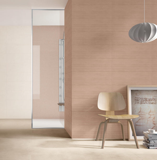Rivestimento 25x76 Effetto Resina In Pasta Bianca Struttura 3d Rigo rosa Ceramiche Ragno Now 00R9N406