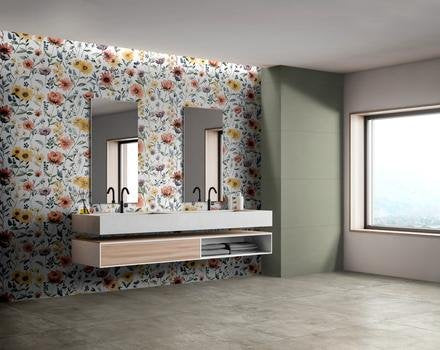 Ragno papers rivestimento 60x180 decorativo floreale Multicolore in rettificato, superficie e texture ravvicinata del gres