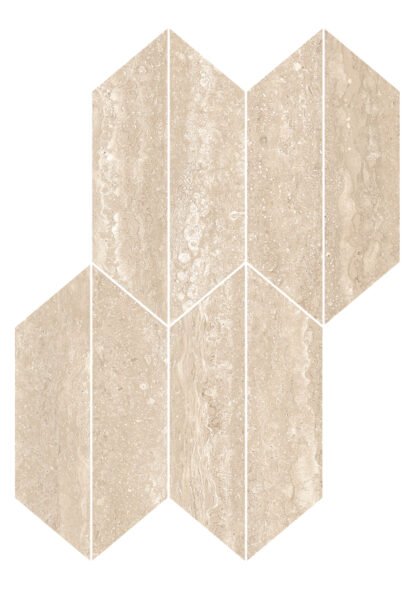 Pavimento rivestimento 29.4x40.7 mosaico losanga in gres porcellanato 9mm rettificato vein beige Ragno Realstone Travertino