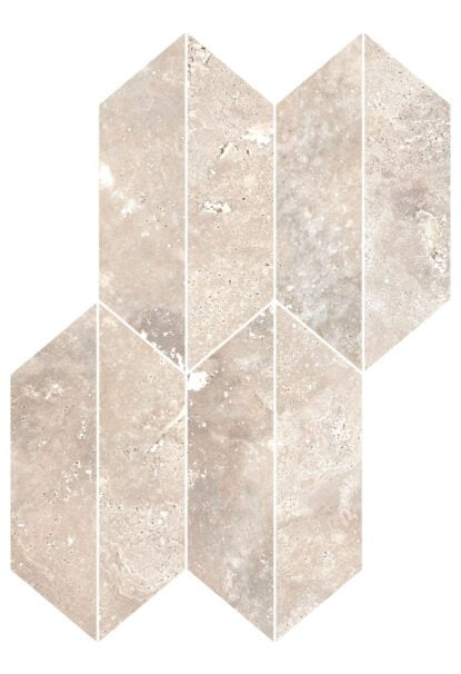 Pavimento rivestimento 29.4x40.7 mosaico losanga in gres porcellanato 9mm cross beige Ragno Realstone Travertino
