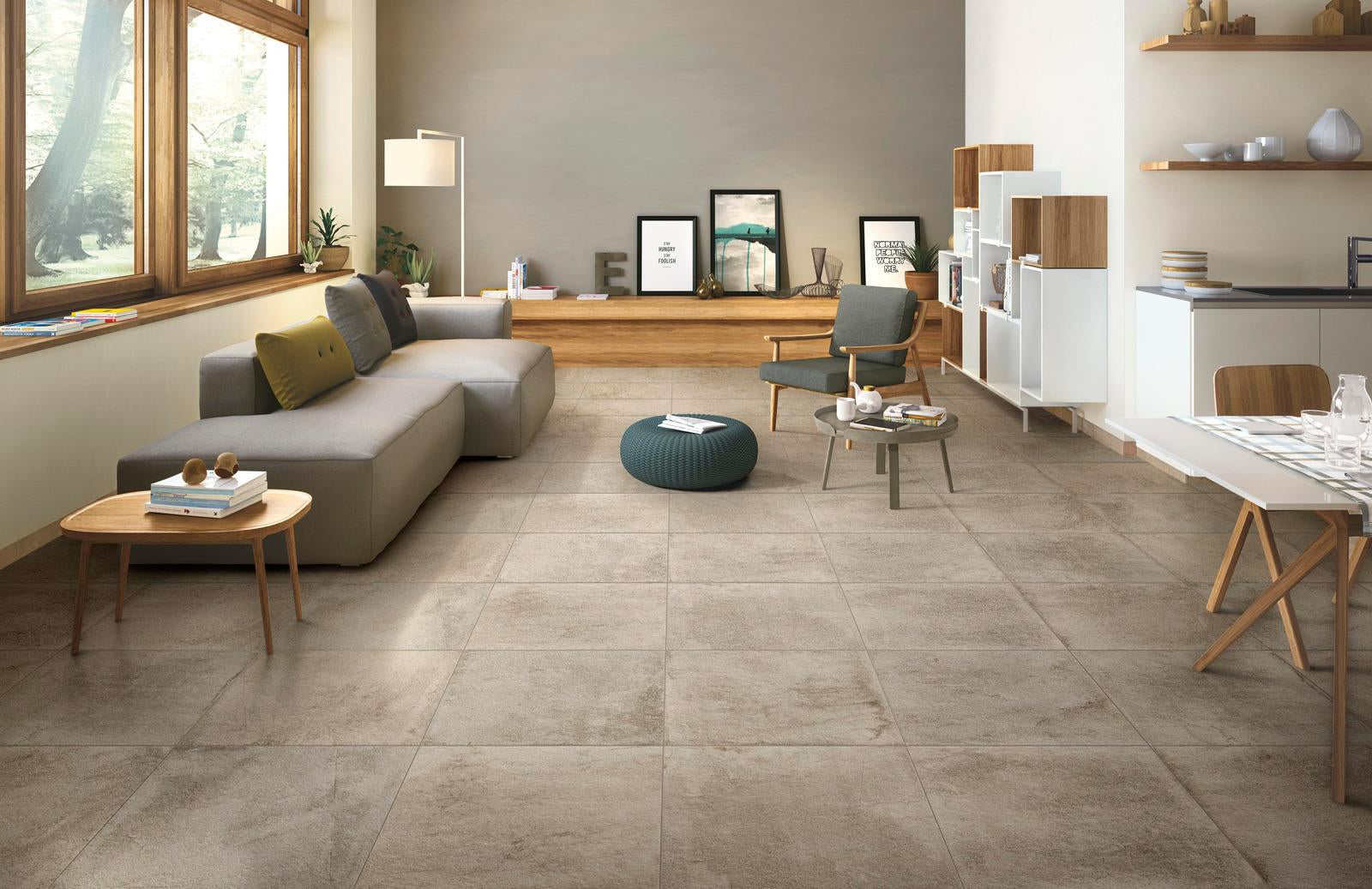 Pavimento Rivestimento 20x20 Da Esterno effetto pietra posata in ambiente arredato, dettaglio della venatura