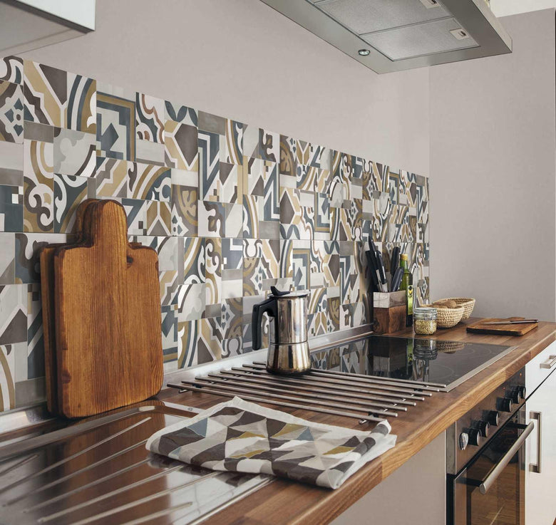 Ragno Tempera decoro da Rivestimento 30x90 sp. 10 mm in posata in ambiente arredato, dettaglio della venatura