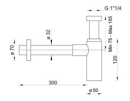 Sifone Di Scarico Quadro 14 Cromato