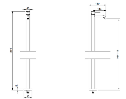 Treemme 40mm RWIT1314IS03 miscelatore lavabo da pavimento senza parte incasso inox satinato