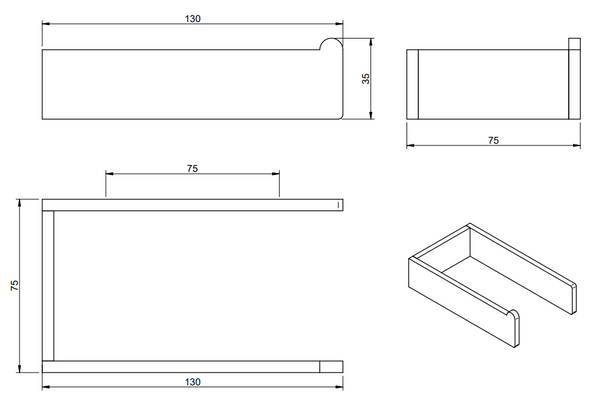 Treemme 5mm IT9001ISZZZZ portarotolo a muro in inox satinato