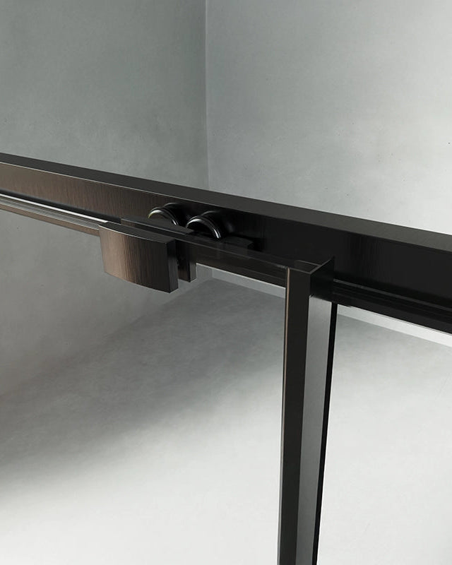 Box doccia 120x80 Rio un anta scorrevole vetro 6 mm installato in bagno moderno con ante in vetro temperato - Exagonshop