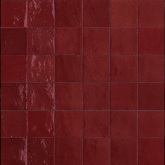 Rivestimento 10x10 in monocottura pasta bianca 10 mm bordeaux glossy Ragno Melange