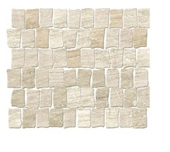 Rivestimento 26x30 mosaico in pasta bianca raw allwood in naturale, superficie e texture ravvicinata del gres