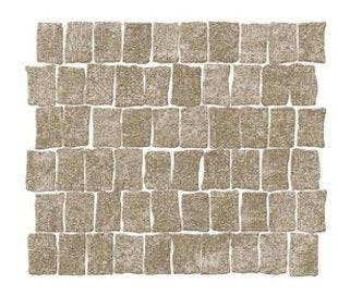 Rivestimento 26x30 mosaico in pasta bianca raw taupe Start, superficie e texture ravvicinata del gres