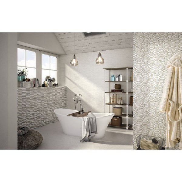 Rivestimento 26x60,5 mosaico in pasta bianca spaccatella yute Fiber 0090834 Naxos