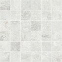 Rivestimento 30x30 mosaico su rete 4,7x4,7 in gres fine Grigio in porcellana e naturale, superficie e texture ravvicinata...