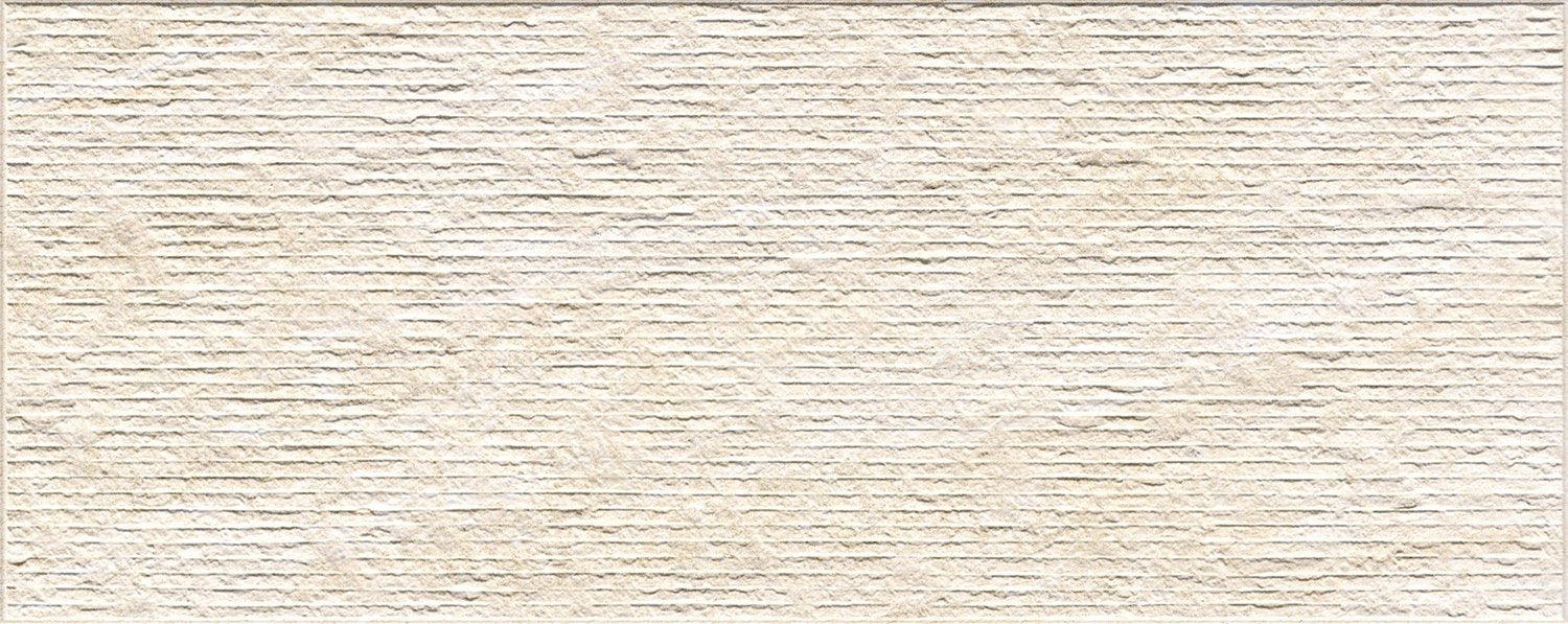 Rivestimento 32X80,5 in pasta bianca rub lias Lithos Naxos Beige posata in ambiente arredato, dettaglio della venatura