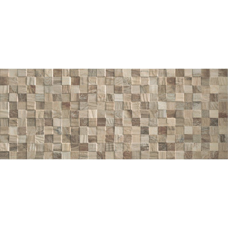Rivestimento 32X80,5 mosaico in pasta bianca taupe Lithos, superficie e texture ravvicinata del gres