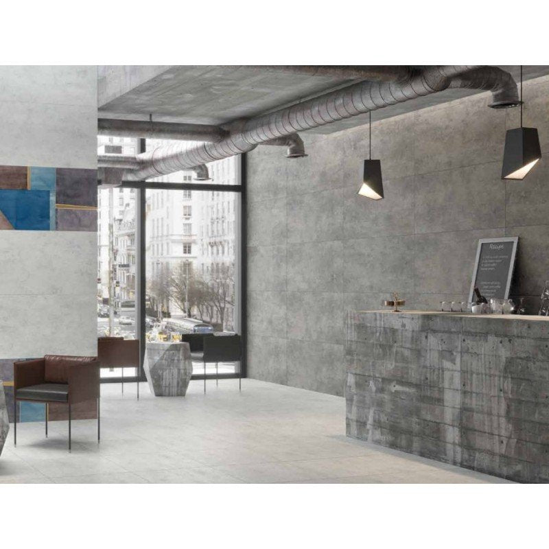 Pavimento Rivestimento 60x60 in gres fine porcellanato 7 mm in rettificato e naturale, superficie e texture ravvicinata...