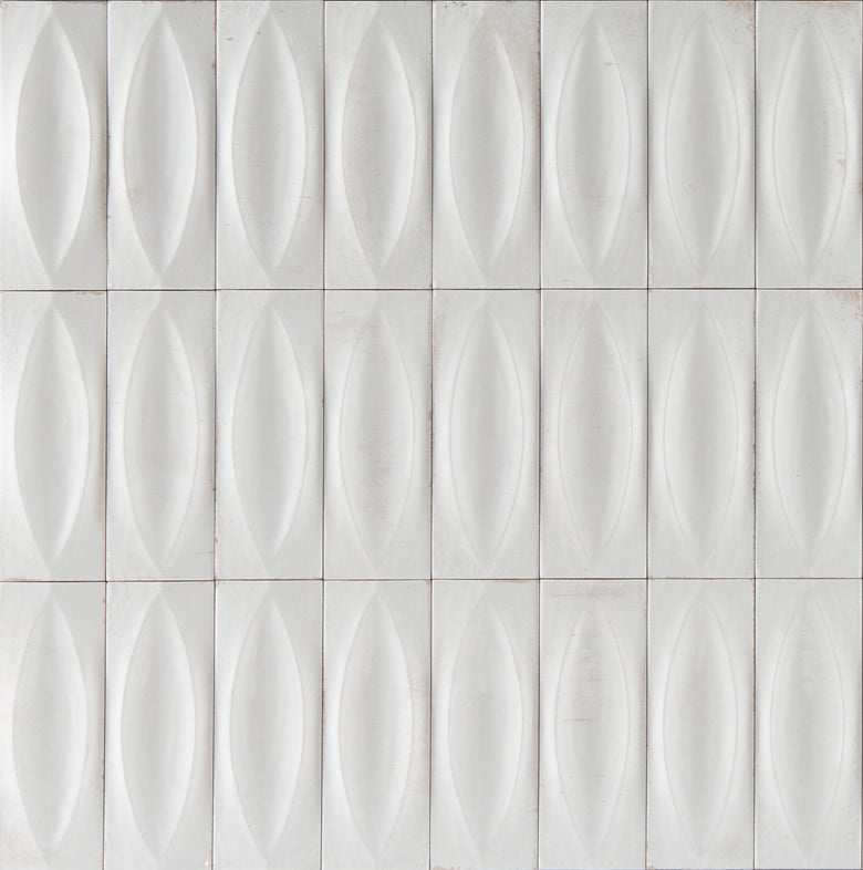 Rivestimento 7x20 In Gres Porcellanato 12,5 mm Bianco Bianco Eye Glossy, superficie e texture ravvicinata del gres