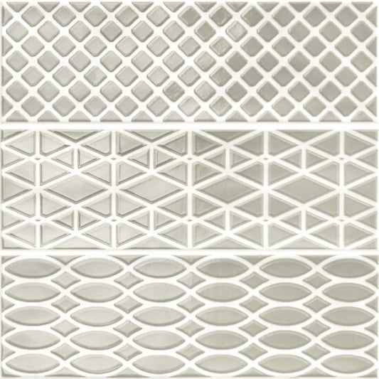 Rivestimento decoro 10x30 in pasta bianca 7,5mm beige glossy Ragno Brick