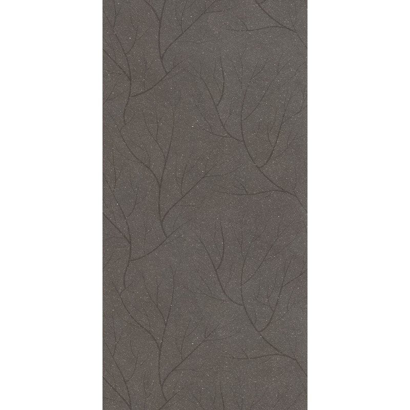 Rivestimento decoro 60x120 in gres porcellanato 6 mm fronds Carbon Lt in naturale, superficie e texture ravvicinata del...