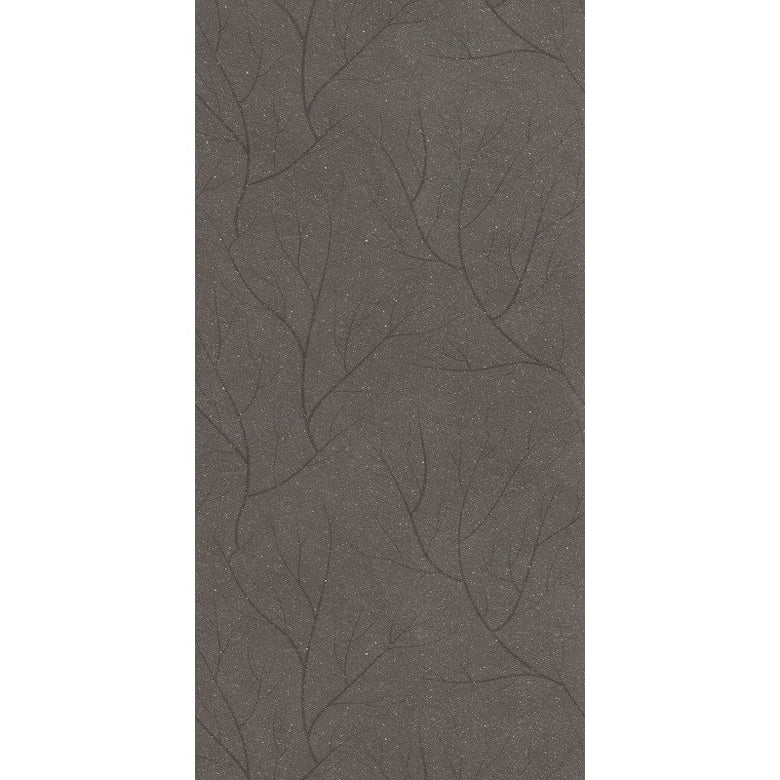 Rivestimento decoro 60x120 in gres porcellanato 6 mm fronds Carbon Lt in naturale, superficie e texture ravvicinata del...