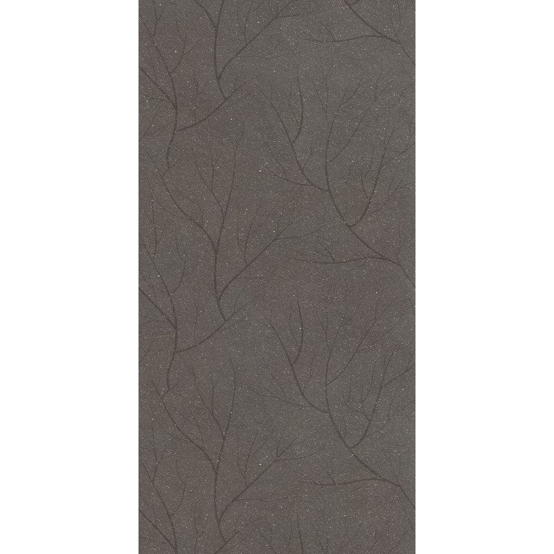 Rivestimento decoro 60x120 in gres porcellanato 6 mm fronds Carbon Lt in naturale, superficie e texture ravvicinata del...