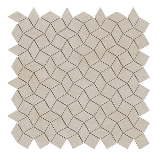 Rivestimento mosaico 40x40 in pasta bianca 6 mm sya greige, superficie e texture ravvicinata del gres