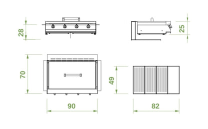 Palazzetti Romeo 90 grill a gas extralarge con 4 bruciatori accensione one-touch in acciaio
