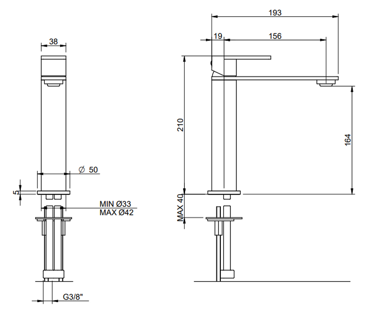 Treemme 3.6 miscelatore lavabo inox satinato IT9A27ISTSZZ Acciaio visto dall'alto con scarico e interno visibili...